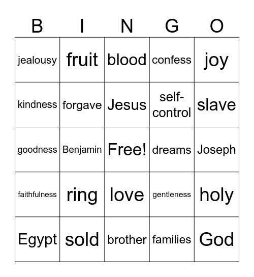 Bible Bingo Card