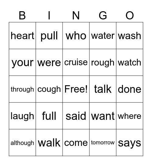 Literacy Bingo Card