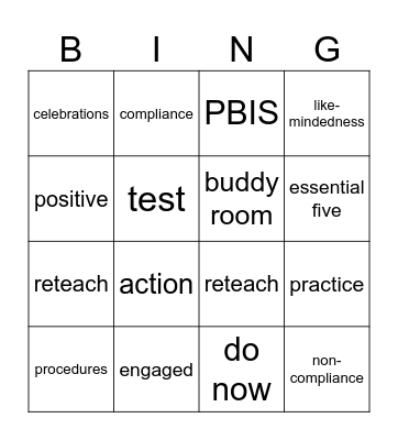 BIST Bingo Card