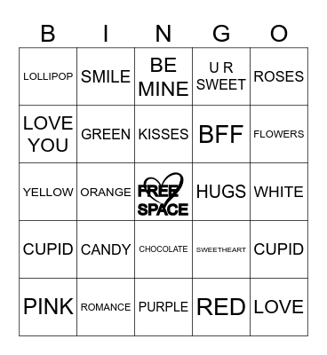 VALENTINE BINGO Card