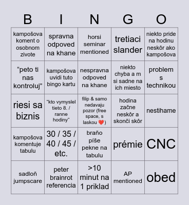 sem-go Bingo Card