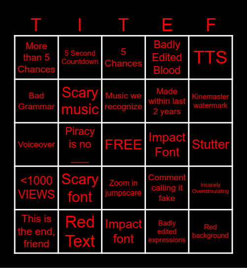 AntiPiracy Bingo TWO Bingo Card