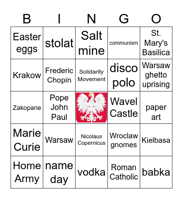 Polish Culture Bingo Card