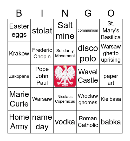 Polish Culture Bingo Card