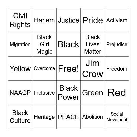 Black History Month Bingo Card