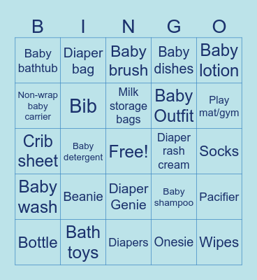 Baby Gift Bingo Card
