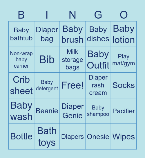 Baby Gift Bingo Card