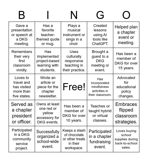 Kappa Zeta Bingo! Bingo Card