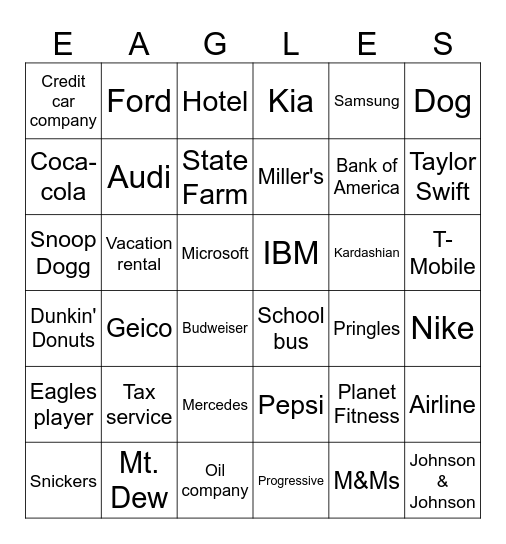 Commercial Bingo Card