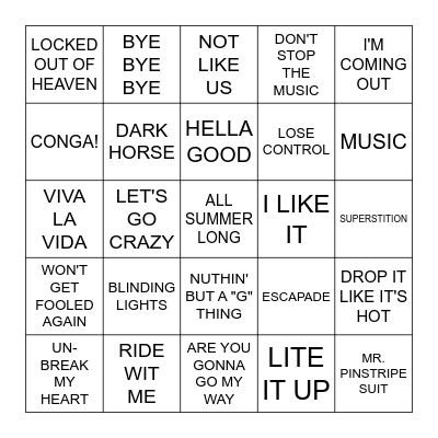 HALFTIME Bingo Card