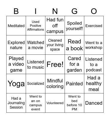 Stress-Free Bingo! Bingo Card