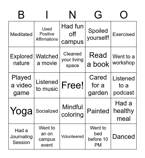 Stress-Free Bingo! Bingo Card