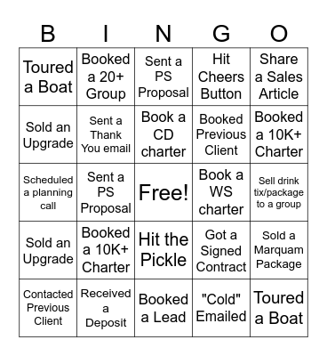 Sales Bingo Card