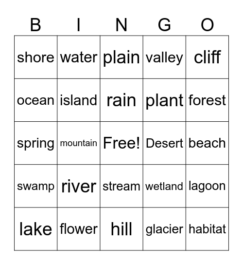 word Bingo Card