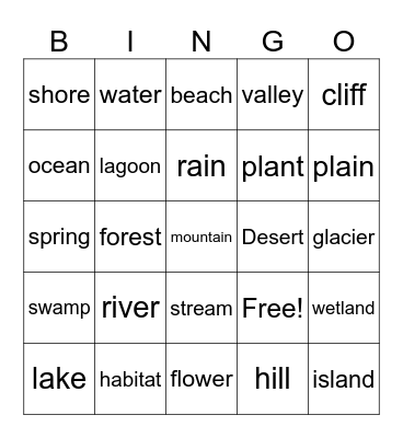 word Bingo Card
