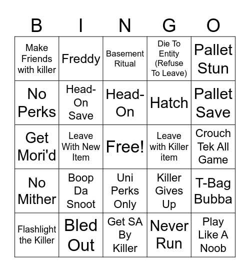 DBD BINGO Card