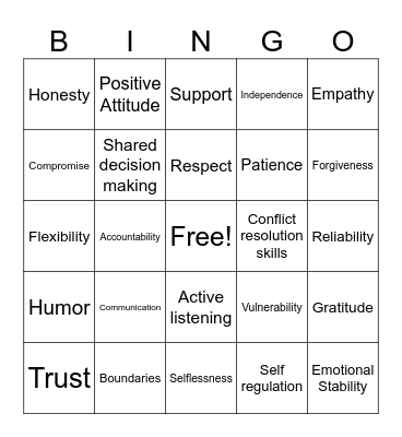 Quality Bingo Card