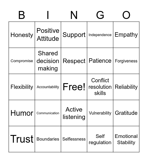 Quality Bingo Card