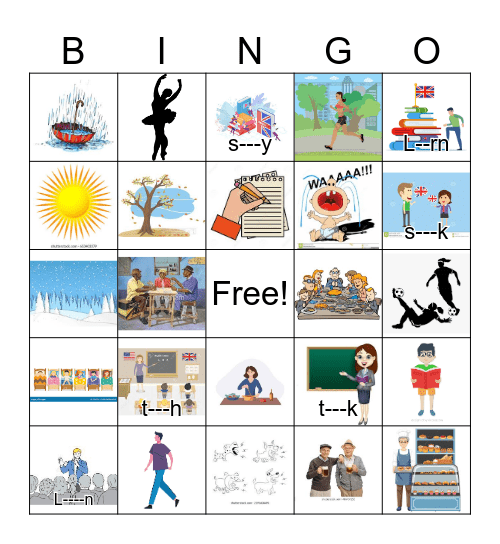 Tenses: Base Form Bingo (images only) Bingo Card