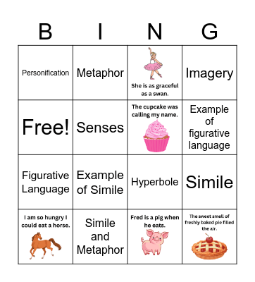 Figurative Language Bingo Card
