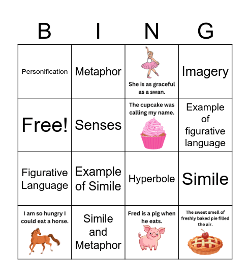 Figurative Language Bingo Card