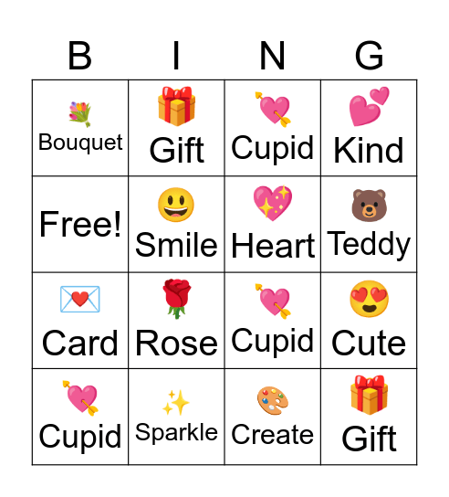 Valentines Day Bingo Card