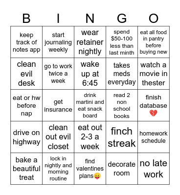 february bingo Card