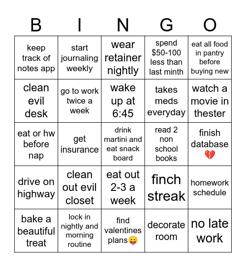 february bingo Card