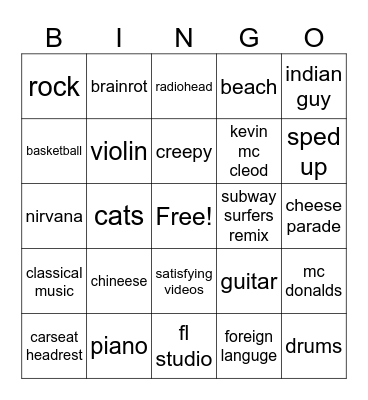 yt shorts Bingo Card