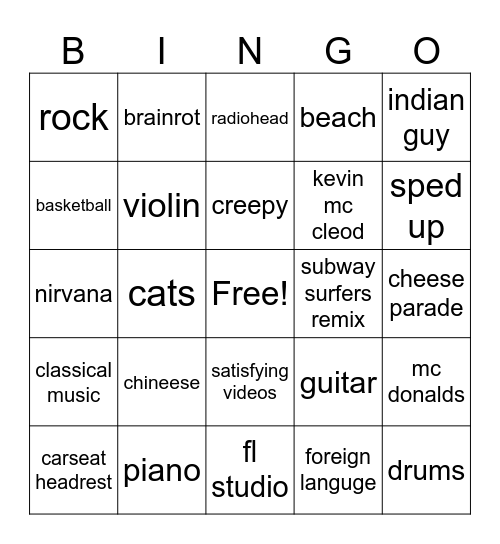 yt shorts Bingo Card