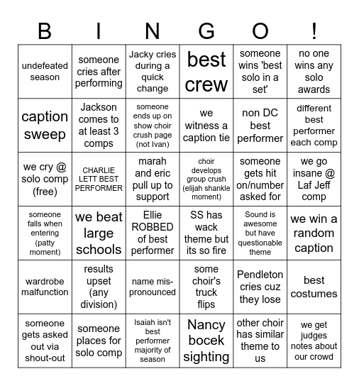 RR '25 Bingo Card