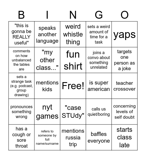 goldstein bingo Card