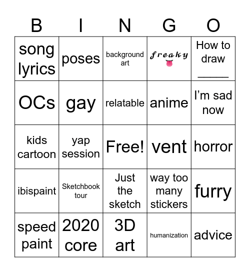 Art tok bingo Card
