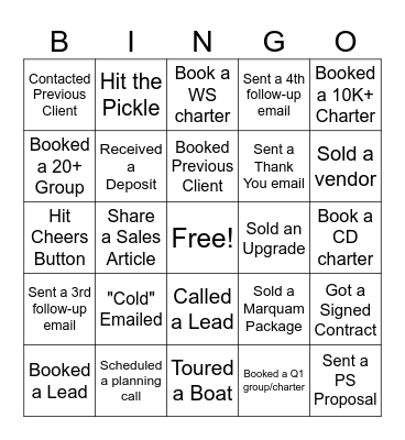 Sales Bingo Card