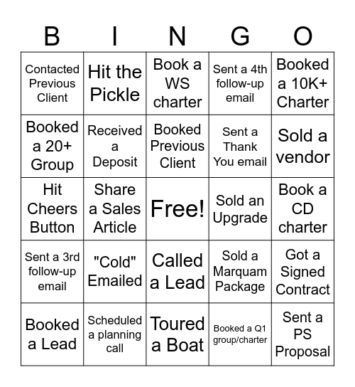 Sales Bingo Card