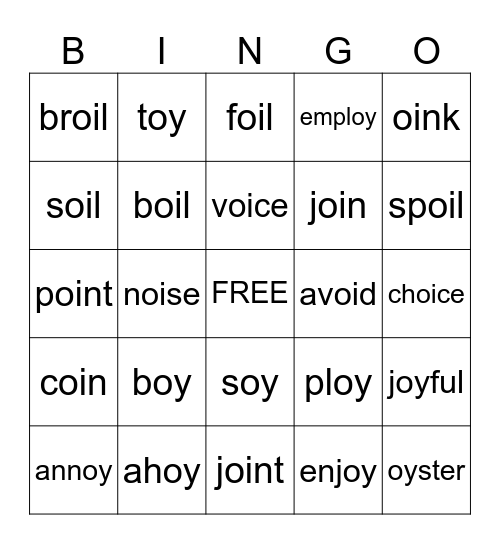 Phonics Bingo Card
