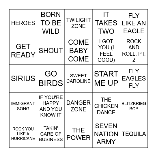 JOCK ROCK Bingo Card
