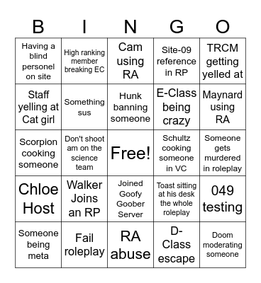 Site-76 Bingo Card