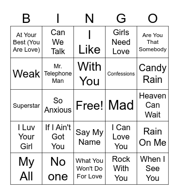 RnBingo 1 Bingo Card