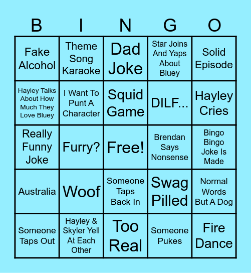 Swag Bingo Card