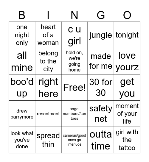 RnBingo 2 Bingo Card