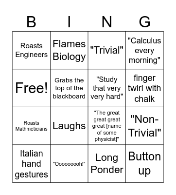 Rufus Bingo Card