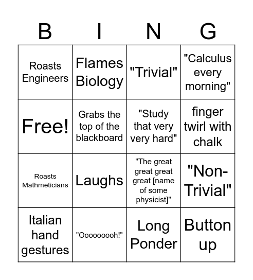 Rufus Bingo Card