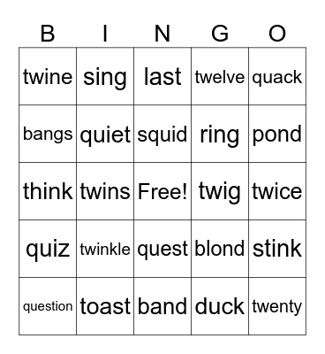 Level 4 - Phonics Bingo Card