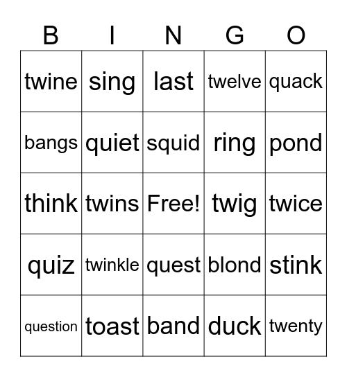 Level 4 - Phonics Bingo Card