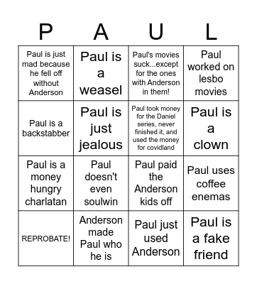 NIFB Vs. Paul Bingo Card