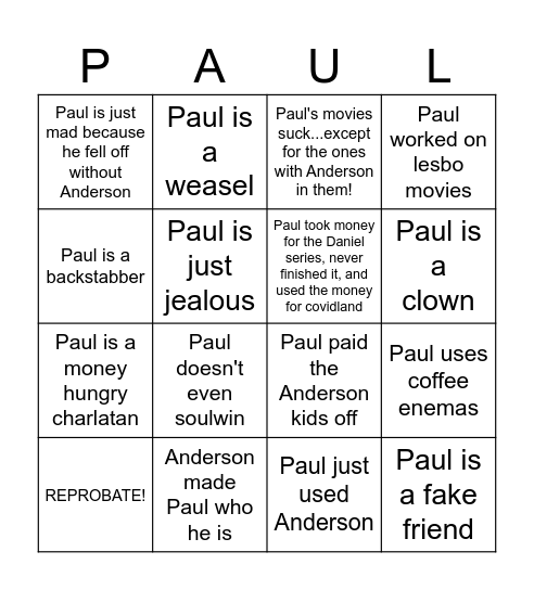 NIFB Vs. Paul Bingo Card