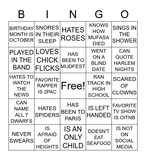 ERICA'S HOUSEWARMING PEOPLE BINGO Card