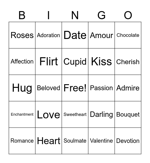 Valentine's Day Bingo Card
