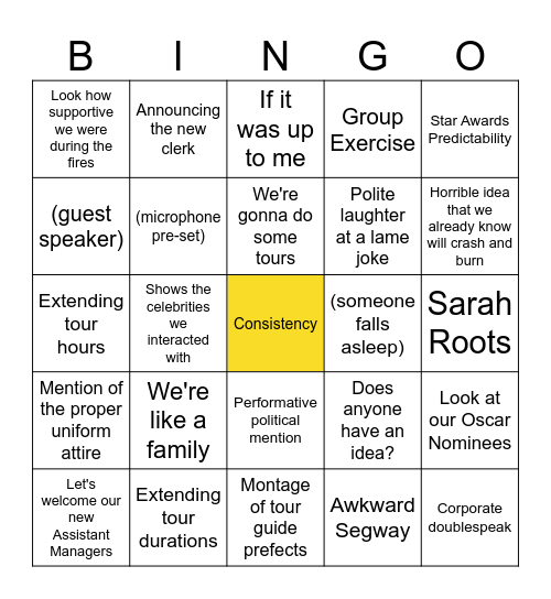 Quarterly Bingo Card